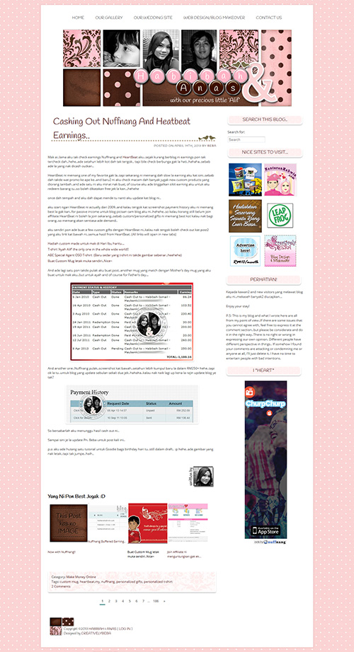 wordpress template pink and brown - blog beba anas