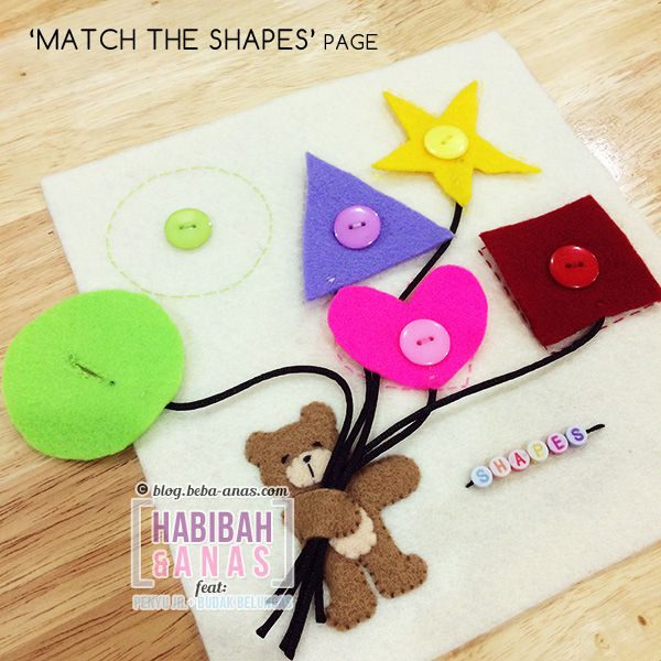 quiet book - match the shape page